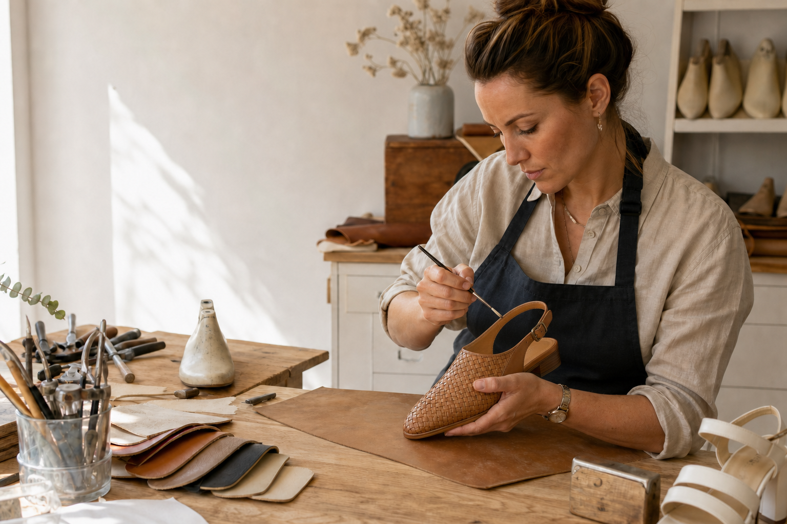Zephyr workshop — artisans crafting leather shoes by hand